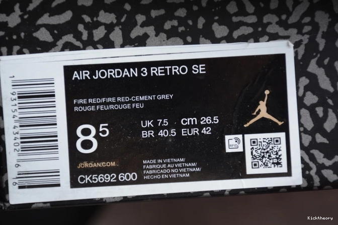 Kick Theory Red CK5692-600 Air 3 Cement Jordan 0716